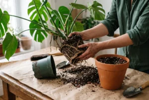 Replantarea unei plante de apartament într-un ghiveci puțin mai mare